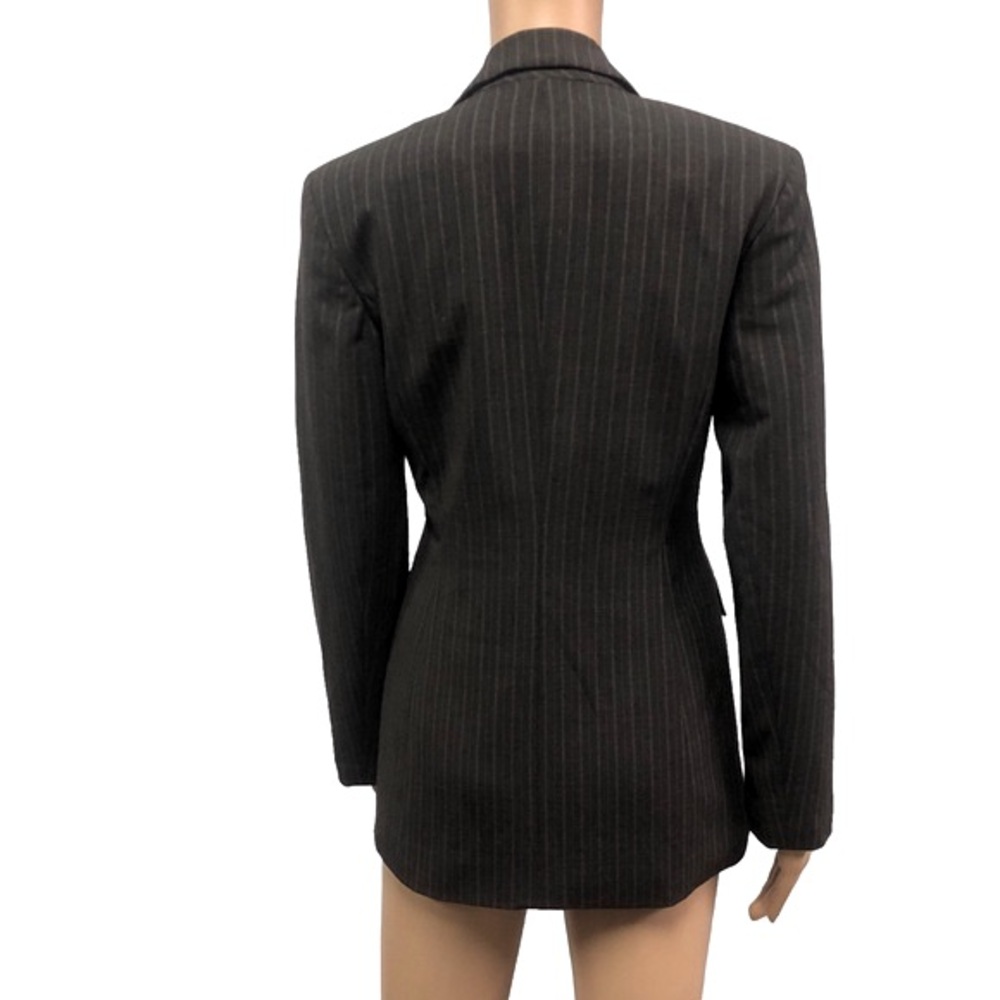 The Limited Stretch Brown Pinstripe 2 Button Blazer Suit Jacket Womens XS New - Picture 2 of 9